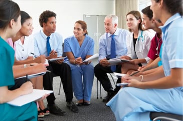 Post-simulation debrief group