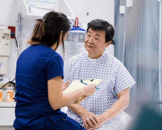 nurse talking to patient